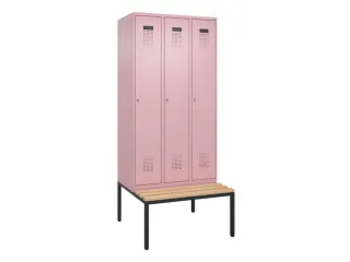 locker met bank,voor scheiding van kleding,HxBxD 2120x900x815mm,3vak - 2