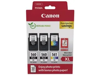 photo value pack 2x PG-560XL + 1x CL-561XL, 3712C012, 4 kleuren - 2