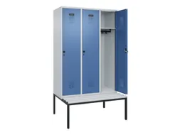locker met bank,HxBxD 2120x1200x815mm,3vak,vak B 400mm,draaigrendel