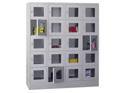 lockerkast,HxBxD 1850x1600x500mm,4x5vakken,RAL7035,front RAL3000