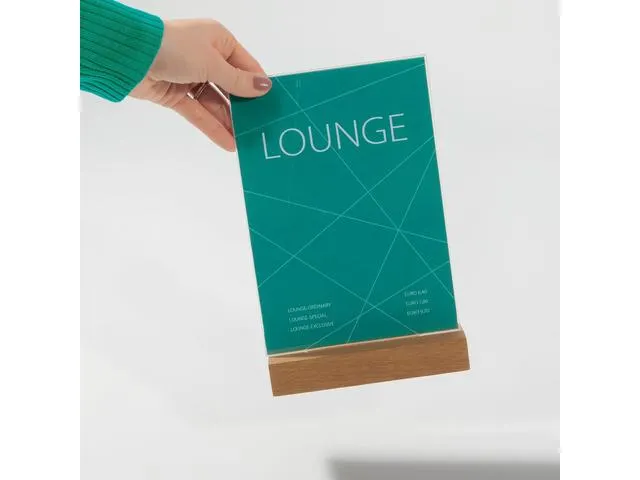 Tafelstandaard Sigel A4 eiken voet helder acryl 1.5mm