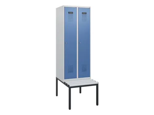 locker met bank,HxBxD 1950x600x815mm,2vak,vak B 300mm,cilinderslot