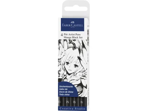 Tekenstift Faber-Castell Pitt Artist Pen Manga 4-delig etui zwart