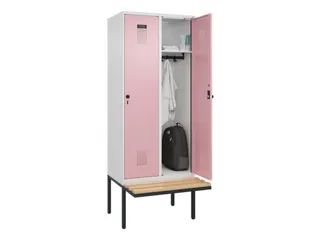 locker met bank,HxBxD 2120x800x815mm,2vak,vak B 400mm,draaigrendel - 1
