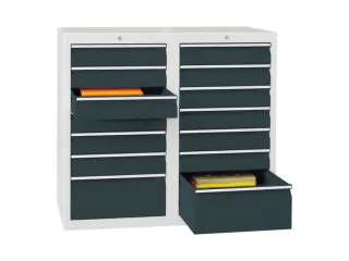 ladekast HxBxD 900x1000x500mm 14 laden RAL7035 front RAL7016 - 2