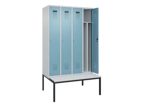 locker met bank,voor scheiding van kleding,HxBxD 2120x1200x815mm,4vak