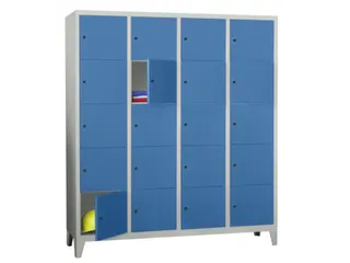lockerkast,HxBxD 1850x1600x500mm,4x5vakken,RAL7035,front RAL5012 - 2