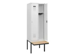 locker met bank,HxBxD 1950x600x815mm,2vak,vak B 300mm,cilinderslot