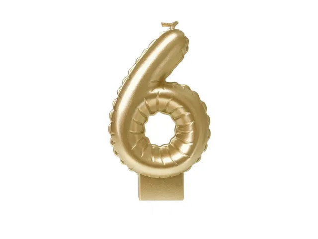 Verjaardagskaars cijfer 6 Folieballon Goud 10cm