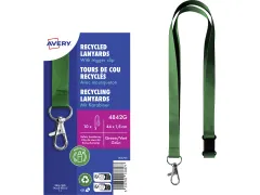 Lanyard Avery rPET groen 440x15mm met karabijnhaak 10 stuks