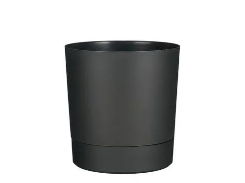 Plantenpot Mica Coco met schotel rond antraciet 29.5 x 28 cm