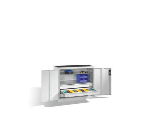 grootvolumekast met openslaande deuren,romp RAL7035,front RAL7035