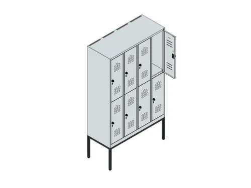 dubbeldekse locker,HxBxD 2120x1200x500mm,4x2vak.,vak B 300mm