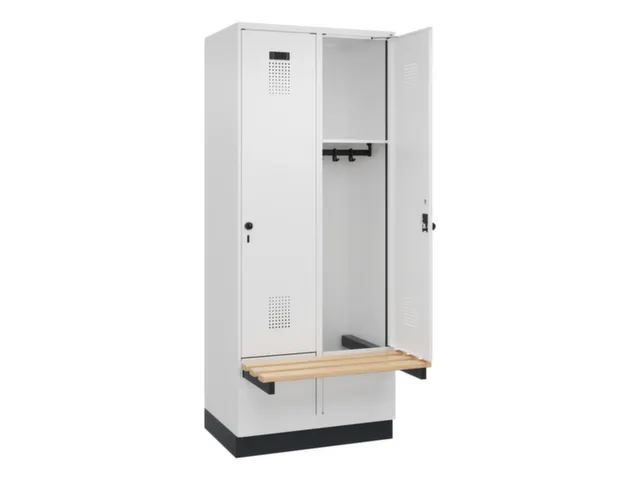 locker met bank,HxBxD 1950x800x815mm,2vak,vak B 400mm,draaigrendel