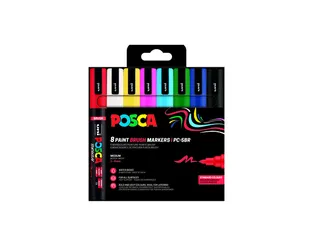 Paintmarker Uni POSCA PC-5BR brushpunt M assorti 8st - 2