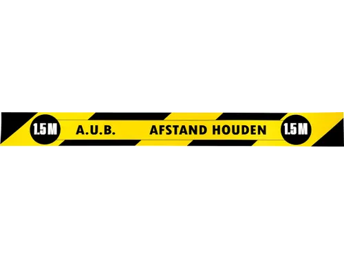 Vloersticker Houd 1,5 Meter Afstand Geel/Zwart 80x8cm
