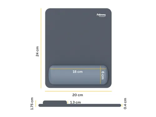 Muismat met polssteun Fellowes Breyta blauw 20x24cm
