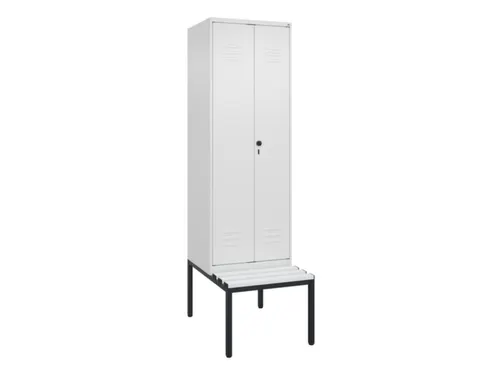 PBM-locker met bank,HxBxD 2120x600x815mm,2vak,vak B 300mm,draaigrendel