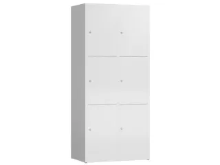 Lockerkast 1800x800x500mm 2x3 vakken cilinderslot, sokkel, RAL9003 - 1