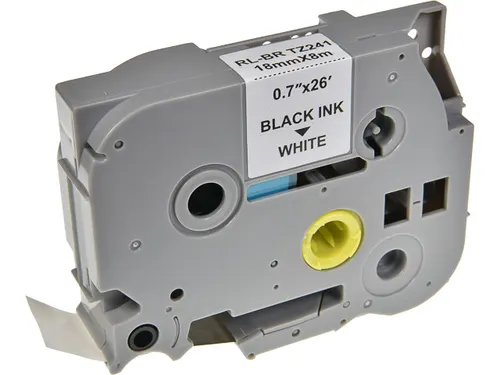 Labeltape P-touch TZE-241 18mmx8m zwart op wit gelamineerd