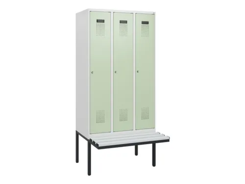 locker met bank,HxBxD 1950x900x815mm,3vak,vak B 300mm,cilinderslot