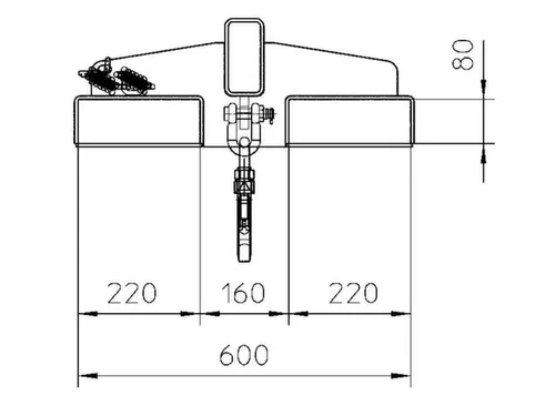 lastarm,draagverm. 5000kg,LxB 2400x600mm,arm star,staal,RAL2000