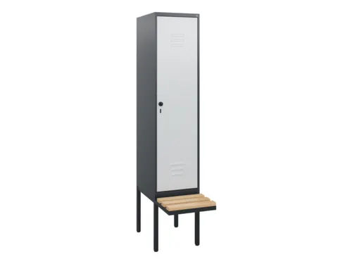 locker met bank,HxBxD 1950x400x815mm,1vak,vak B 400mm,draaigrendel