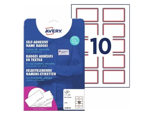 Naambadge etiket Avery L4786 80x50mm rood kader Laserprinter 200 stuks