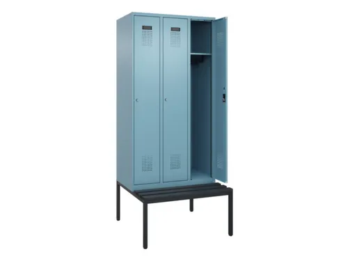locker met bank,HxBxD 2120x900x815mm,3vak,vak B 300mm,cilinderslot
