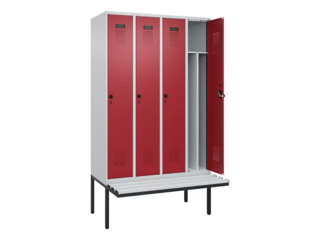 locker met bank,voor scheiding van kleding,HxBxD 2120x1200x815mm,4vak