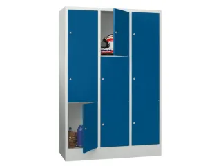 lockerkast,HxBxD 1850x1200x500mm,3x3vakken,RAL7035,front RAL5010 - 2