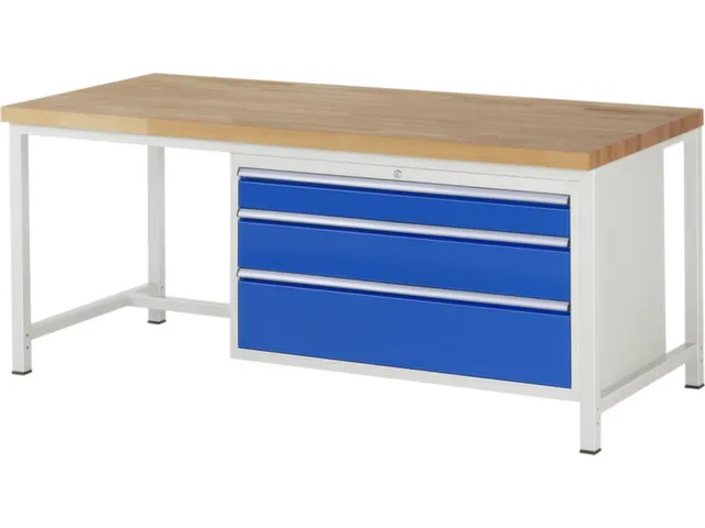 werkbank,HxBxD 840-1040x2000x900mm,beukblad,draagverm. 1250kg,4voeten