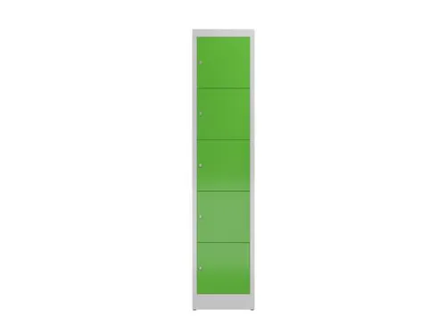 Lockerkast 1800x415x500mm 1x5 vakken cilinderslot, sokkel, RAL6018
