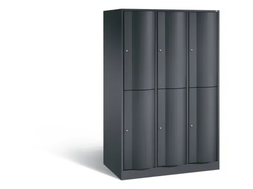 lockerkast 1950x1150x640mm 3x2 vakken romp RAL7021 front RAL7021