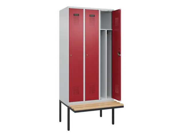 locker met bank,voor scheiding van kleding,HxBxD 2120x900x815mm,3vak