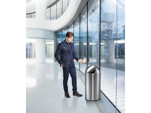 Afvalbak Pushcan 40 liter Mat Chroom