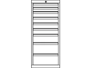 ladekast,HxBxD 1200x500x600mm,9lade(n),cil.-slot,RAL7035,front RAL3000 - 3