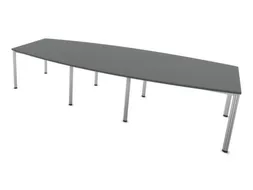 vergadertafel,HxBxD 740x3200x1400mm,vatvormig,MS-donkergrijs