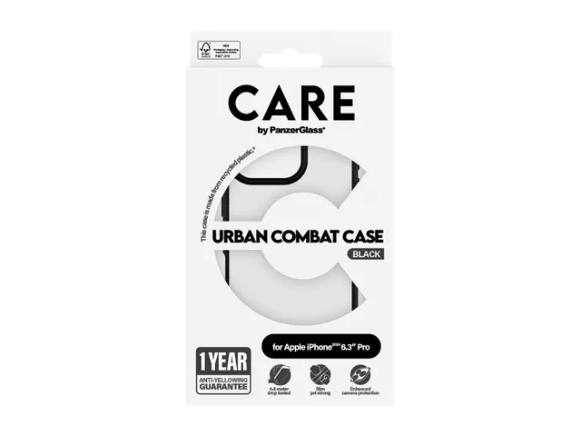PanzerGlass CARE by Urban Combat Case Transparent w. Black Frame
