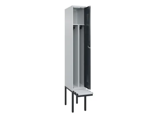 locker met bank,voor scheiding van kleding,HxBxD 2120x300x815mm,1vak