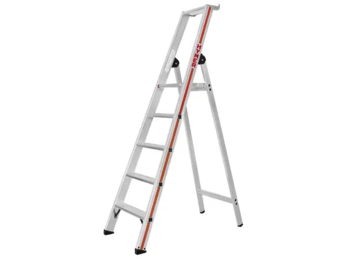 trapladder,eenzijdig,5treden,stand H 1,16m,balk L 1,95m,aluminium