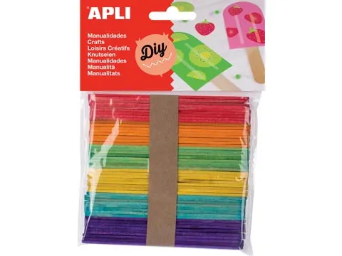 Bâtonnet en bois multicolore blister de 50 pièces