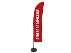 Beachflag 430cm complete set "Centre de Dépistage" Rood