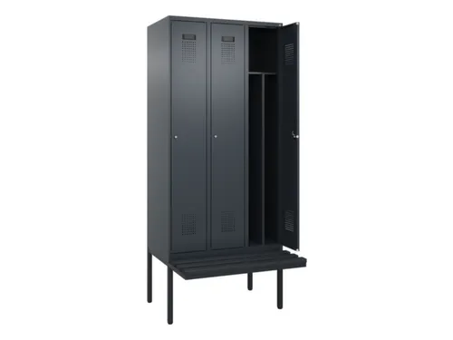 locker met bank,voor scheiding van kleding,HxBxD 2120x900x815mm,3vak