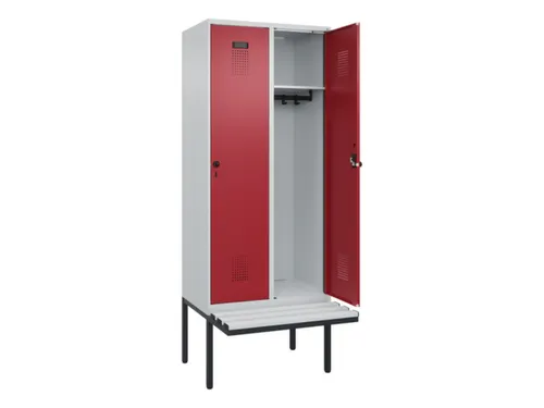 locker met bank,HxBxD 2120x800x815mm,2vak,vak B 400mm,draaigrendel