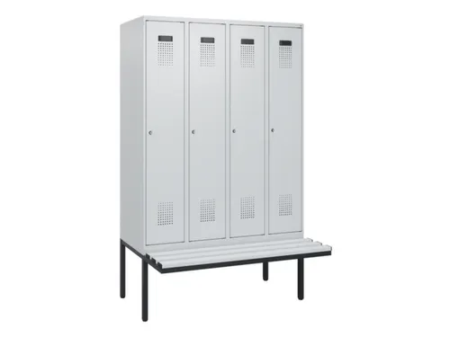 locker met bank,HxBxD 1950x1200x815mm,4vak,vak B 300mm,cilinderslot