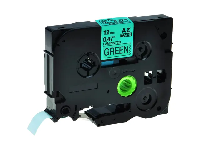 Ruban étiqueteuse compatible Brother TZE-731 12mm noir sur vert