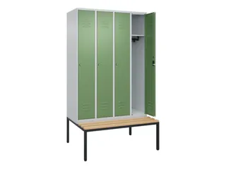locker met bank,HxBxD 2120x1200x815mm,4vak,vak B 300mm,cil.-slot - 2