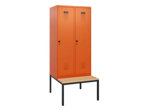 locker met bank,HxBxD 1950x800x815mm,2vak,vak B 400mm,draaigrendel