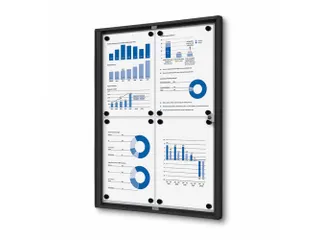Vitrinekast Mededelingenbord Economy 4xA4 Zwart - 1